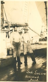 Schooner "Encore" Homeward Bound. c1918