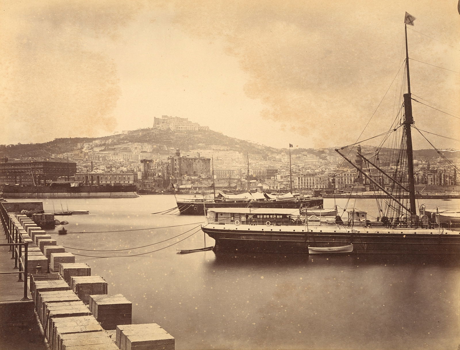 ITALY. Porto Militare e Castello Sant'Elmo. Naples. C1880: Porto Militare e Castello Sant'Elmo. Naples.C1880. 7.75 x 10 in.