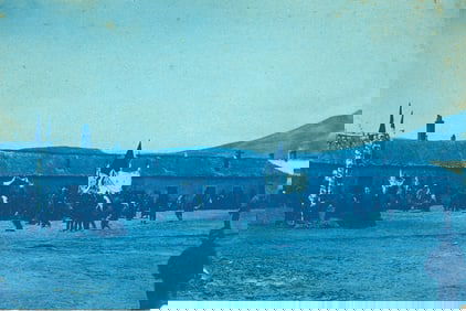 CYANOTYPE.  Procession in Huanchaca, Chile. February 13th. 1890
