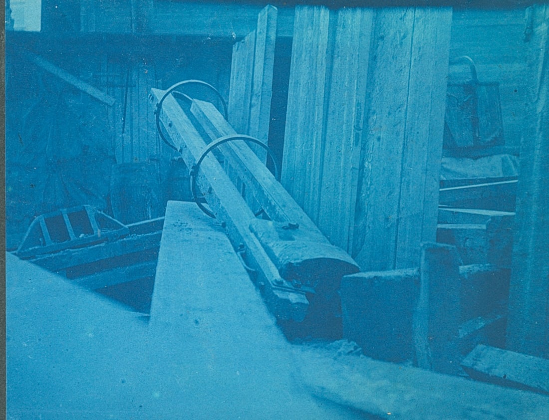 CYANOTYPE. Construction . c1910: Construction . C1910. (2) good contrast. 3.375 x 4.375 in.