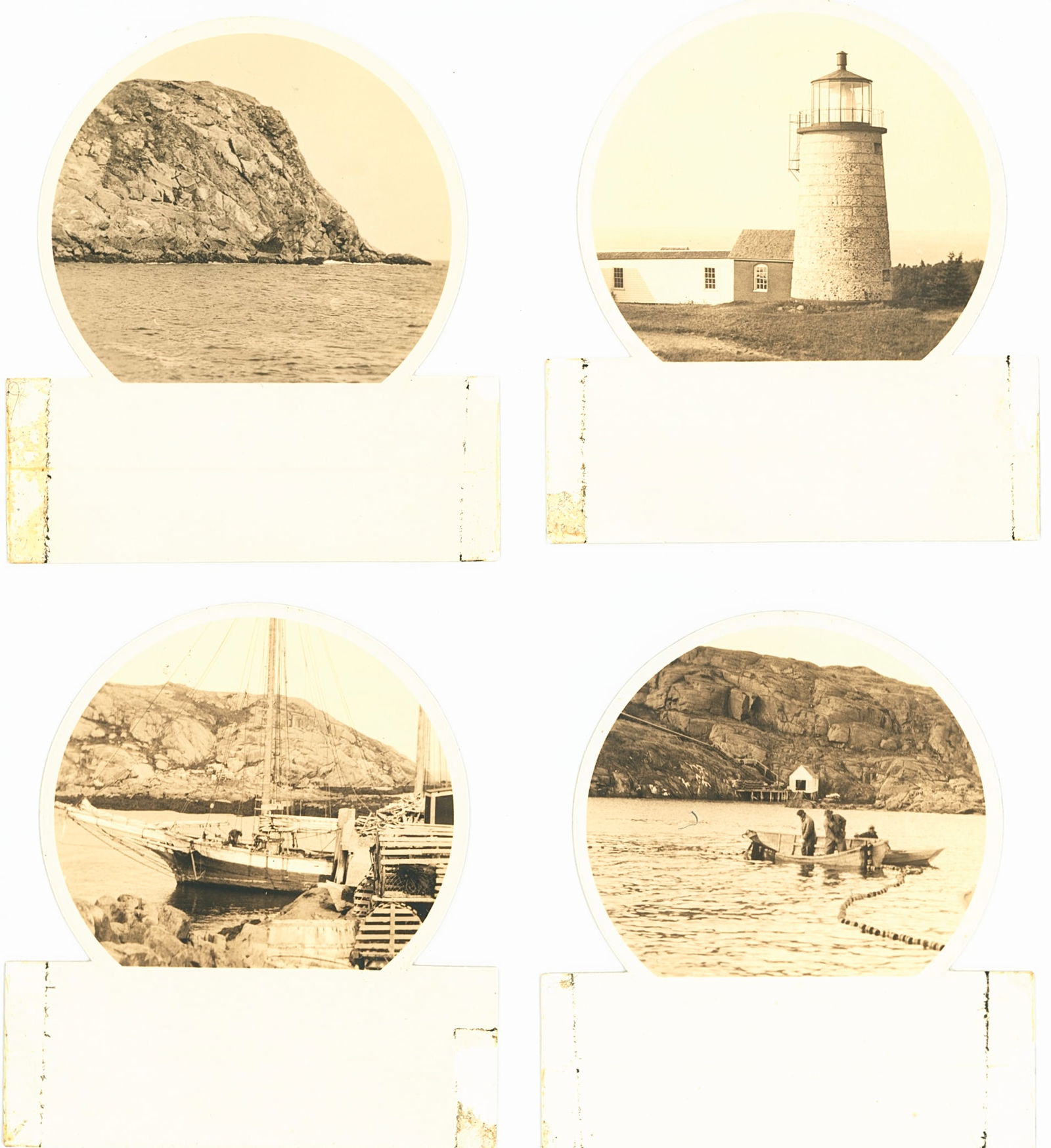 U.S.A. 4 Photographic Place settings. c1890: 4 Photographic Place settings? Game pieces? Unidentified locations. Photographs 2.375 in. Card 3.25 x 3 in. each. Good contrast.