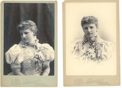 2 Cabinet cards of the same lady by Schumacher. Los Angeles.