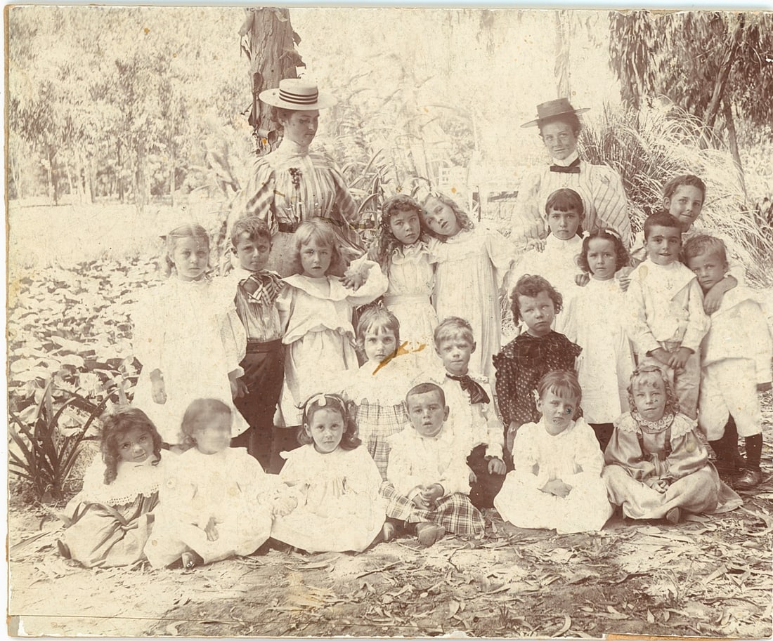 School outing for the whole class. c1900: School outing for the whole class. C1900 Good contrast and tonality. 5 x 8 in.