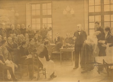 Charcot demonstrating hypnosis. C1887