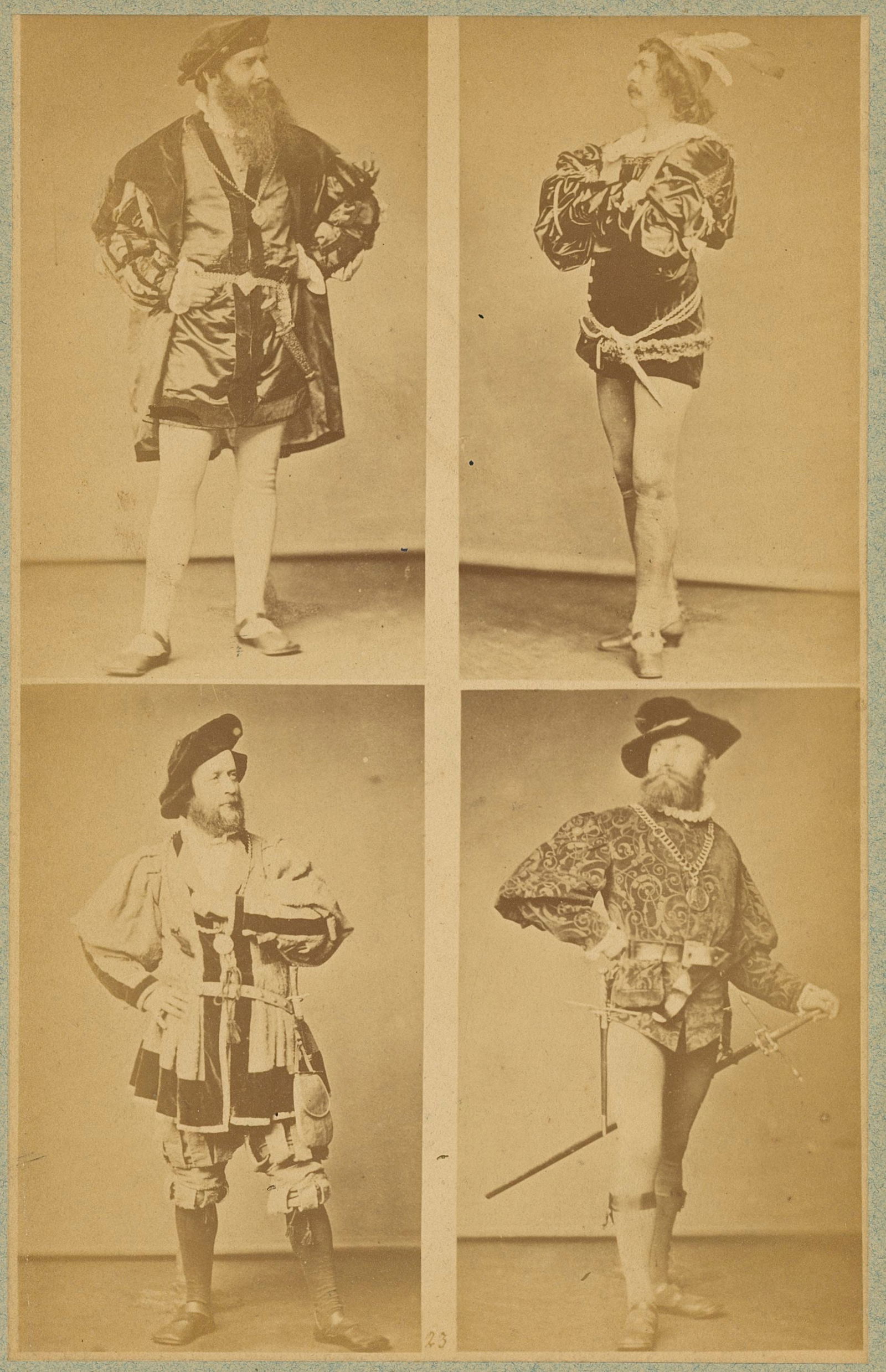 Medieval Costume. C1880: Medieval Costume. C1880. 4 carted de visite size images on one plate. 7 x 4.75 in on 10 x 7.25 mount.