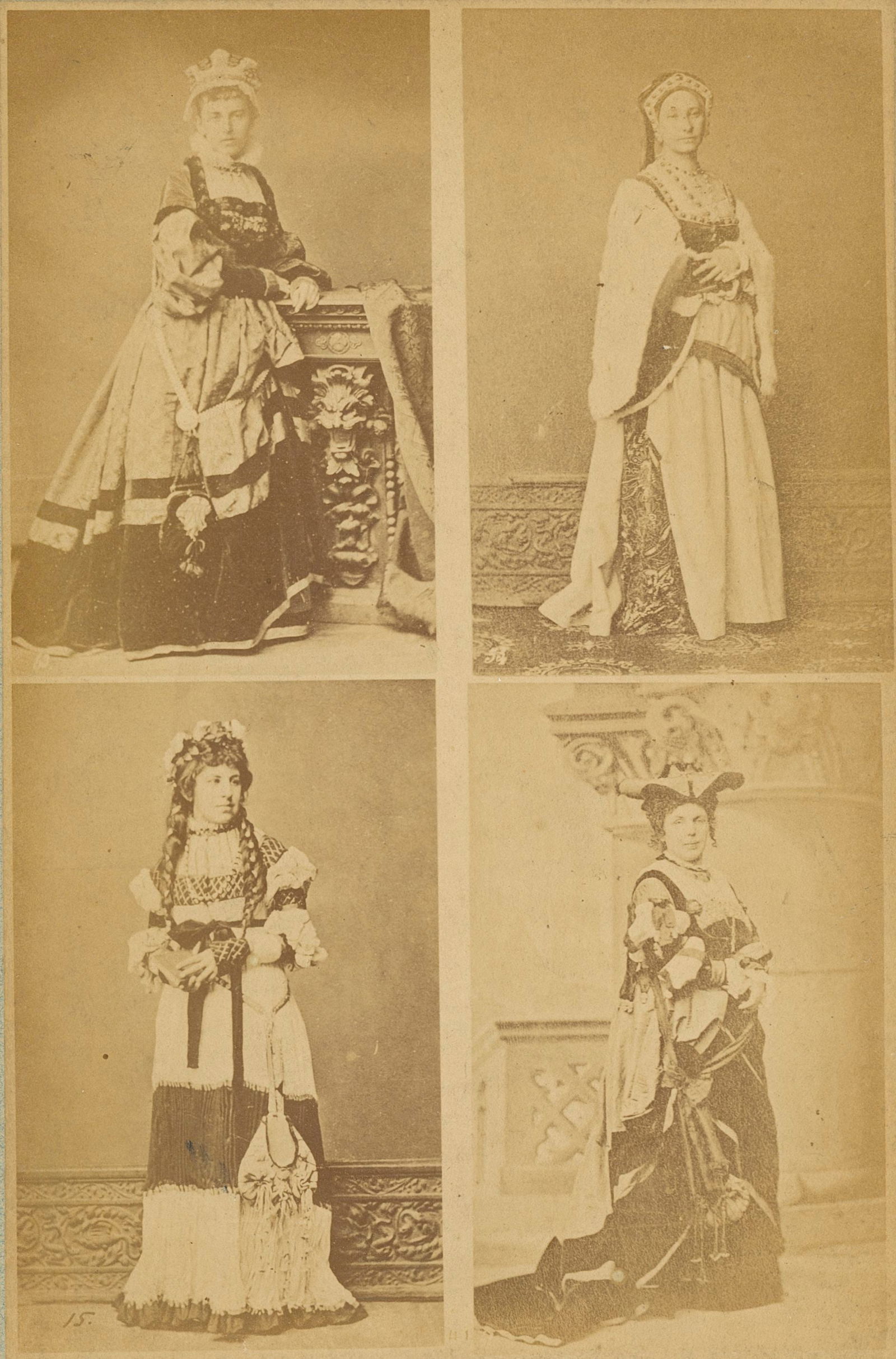 Medieval Costume. C1880: Medieval Costume. C1880. 4 carted de visite size images on one plate. 7 x 4.75 in on 10 x 7.25 mount.