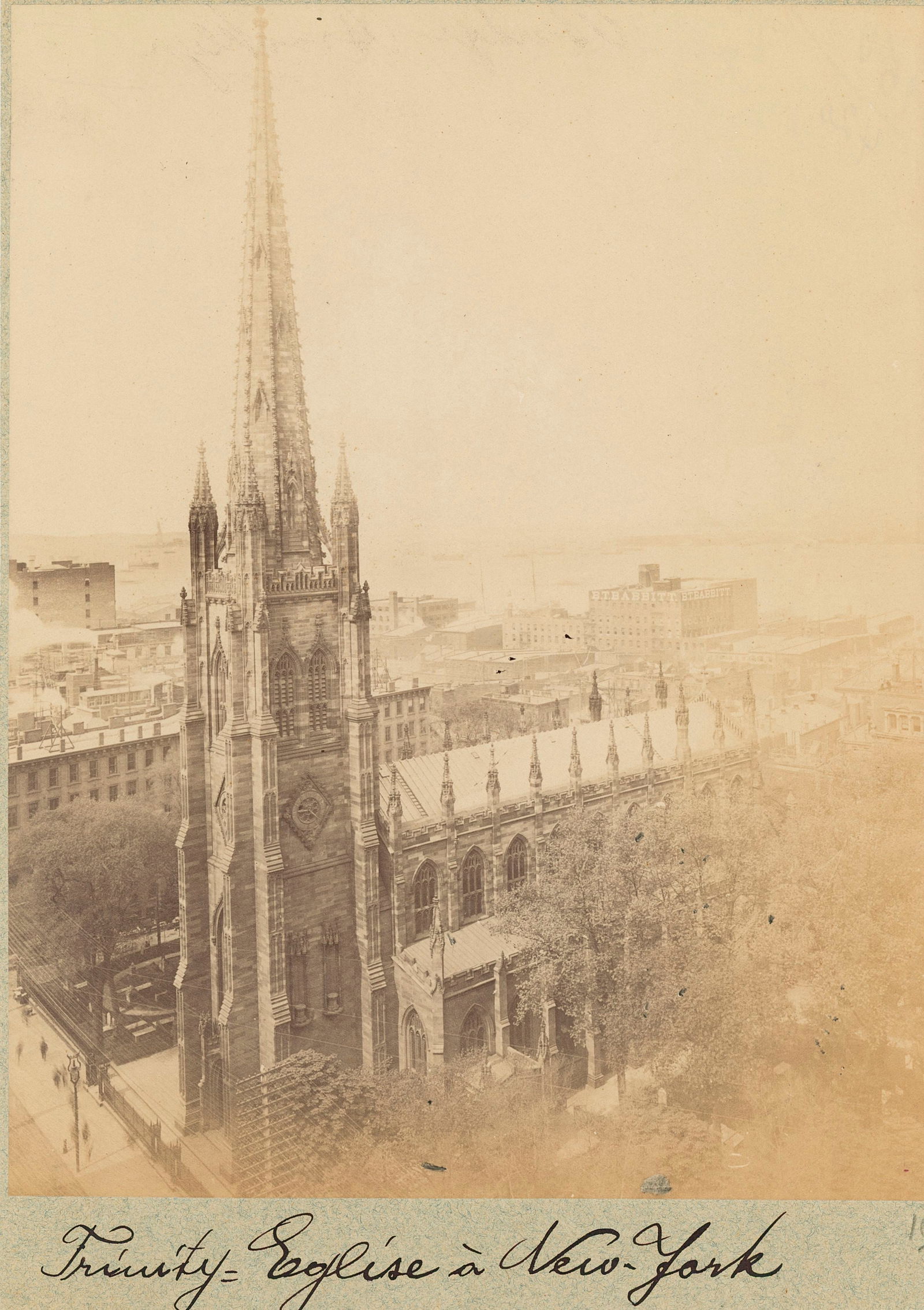 New York City. C1875: Trinity Church, New York City. C1875. Fair contrast and tonality. 8.5 x 6.5 in.