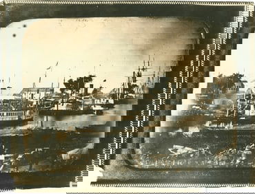 Photograph of a daguerreotype of Stockton Waterfront in 1850