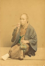 JAPAN. Man Smoking his Pipe. c1890