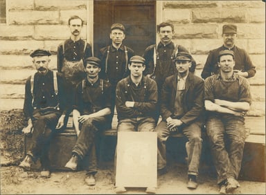 New York Workmen honoring a dead colleague. c1920