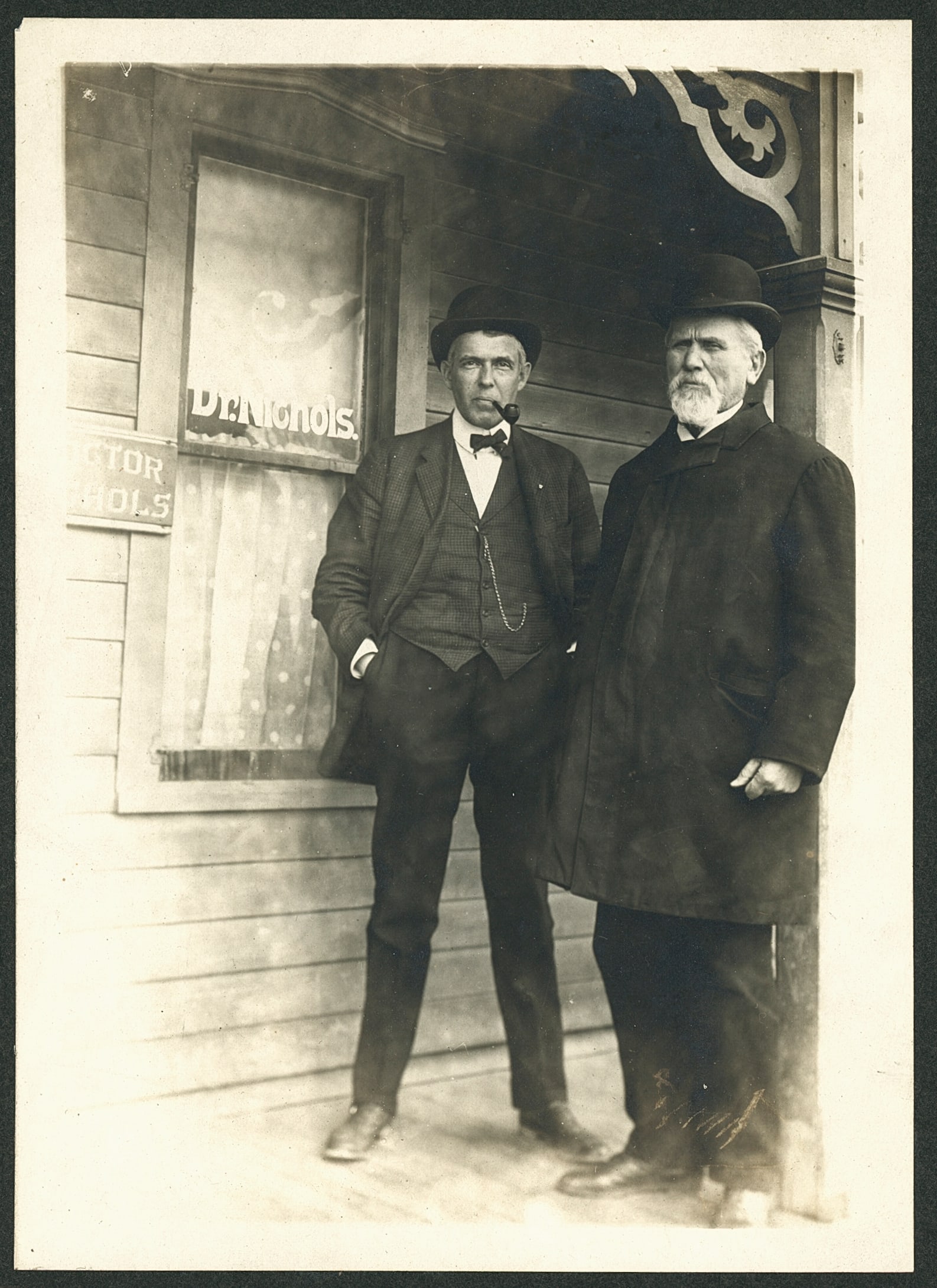 Doctor Nichols on his Stoop. c1920: Doctor Nichols on his Stoop. C1920. Good contrast and tonality. 6.5 x 4.5 in.