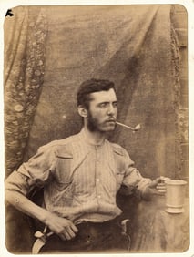 Young Man having a Drink and a Pipe. c1890