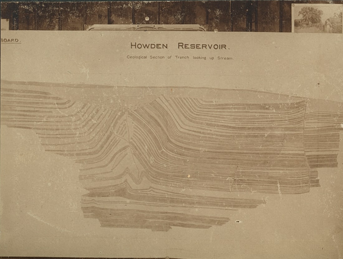 Construction of the Howden Reservoir, Upper Derwent Valley. UK. C1912: 8 Photographs of the Construction of the Howden Reservoir, Upper Derwent Valley. UK. C1912. Fair to good contrast and tonality. Average size 3.5 x 4.5 in. or reverse.
