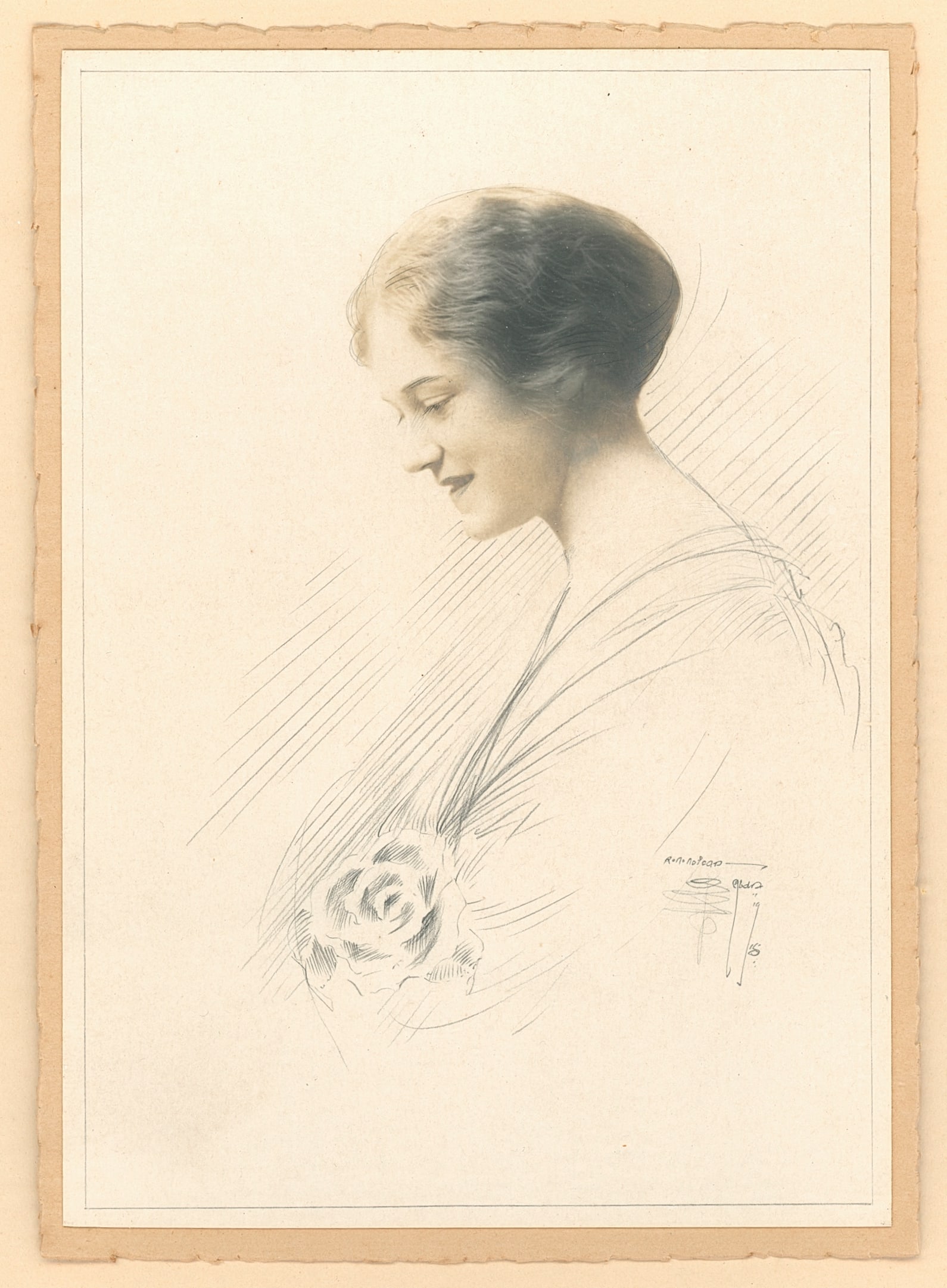 Scottish Art Deco Photograph of a Lady. C1920.: Scottish Art Deco Photograph of a Lady. C1920. Beatifully signed by Morgan Photographers, Aberdeen. 6.25 x 4.5 in on 10.75 x 8 in mount.