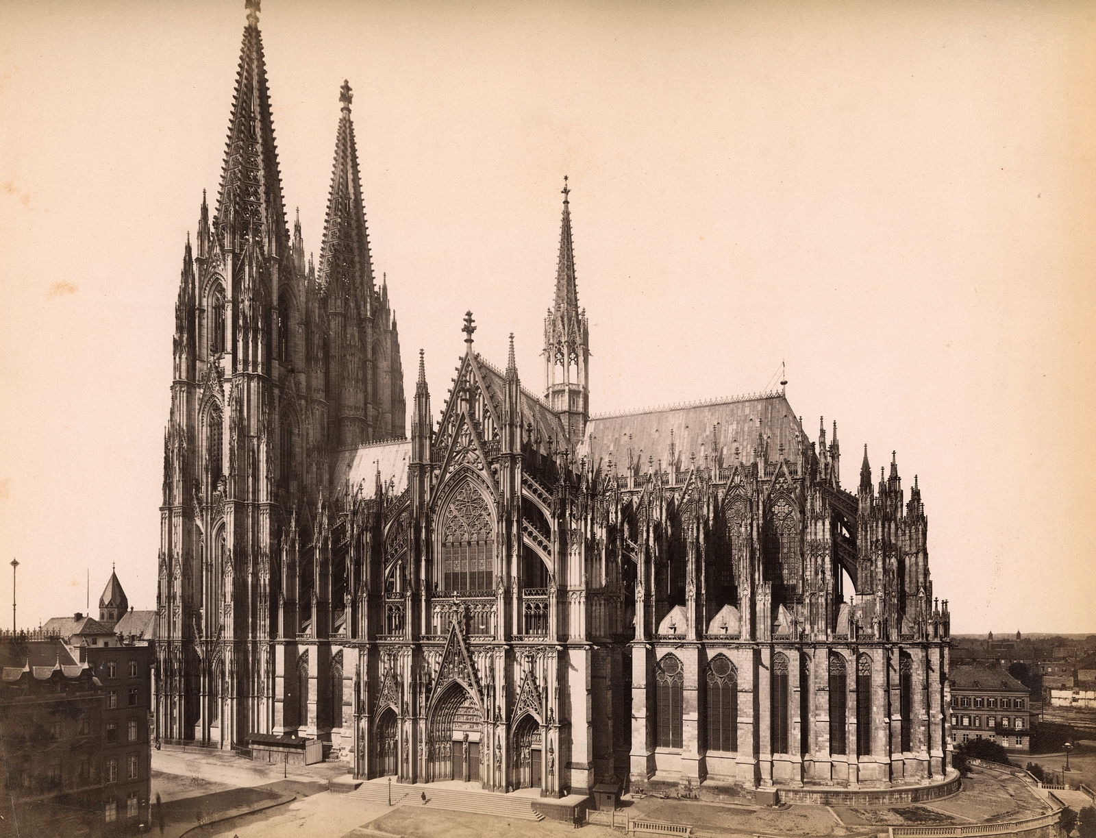 Cologne Cathedral after completion. c1880: Cologne Cathedral after completion. C1880. Excellent contrast and tonality. 8.25 x 10.5 in. Reverse: Bruxelles Cathedral of St. Gudule. 10.75 x 8.25 in.