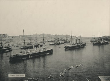 Collotype - Malta Grand Harbour. c1900