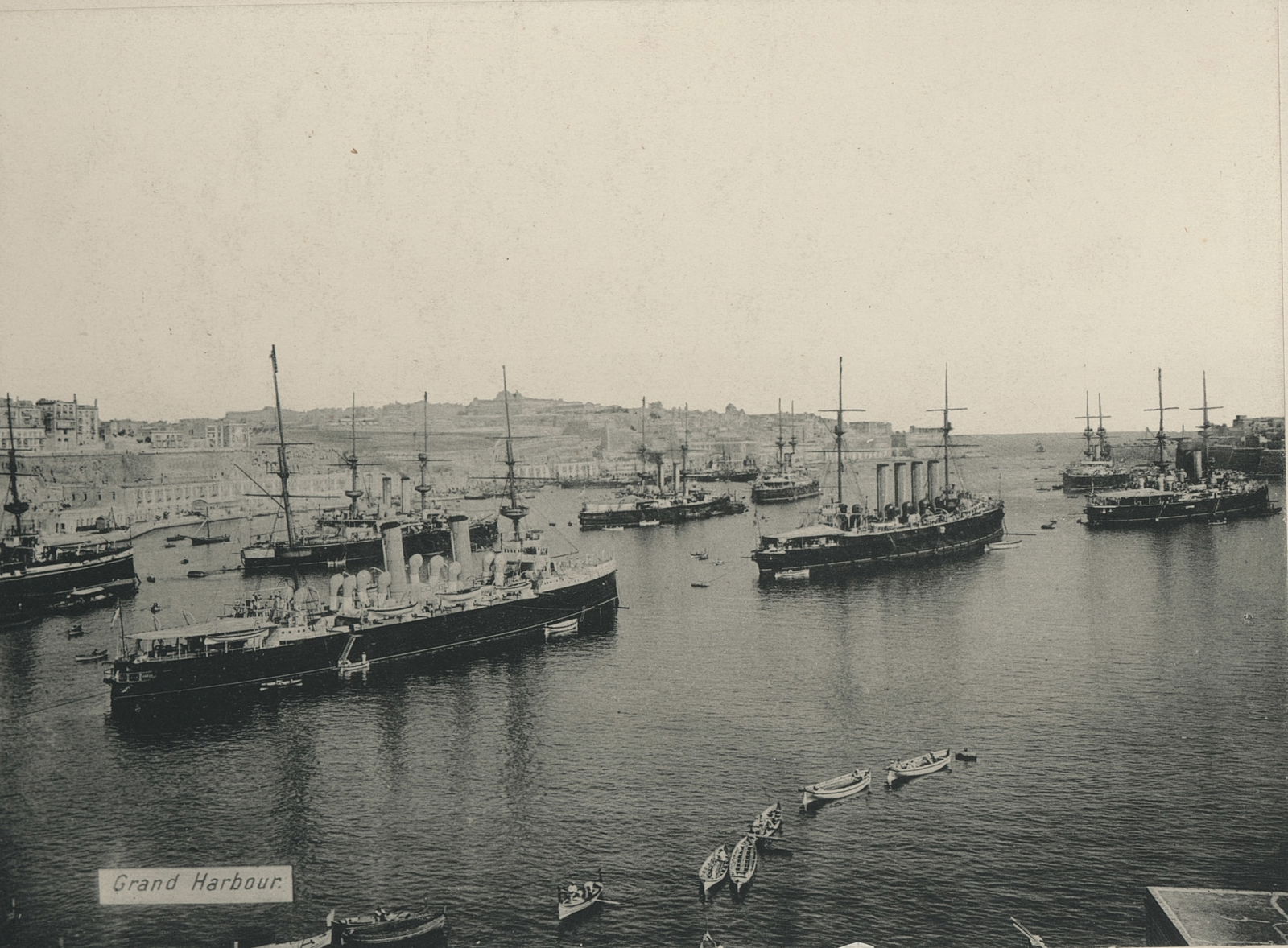 Collotype - Malta Grand Harbour. c1900: Collotype - Malta Grand Harbour. C1900. 6 x 8 in.