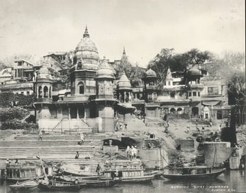 Collotype -  Burning Ghat, Benares. c1900