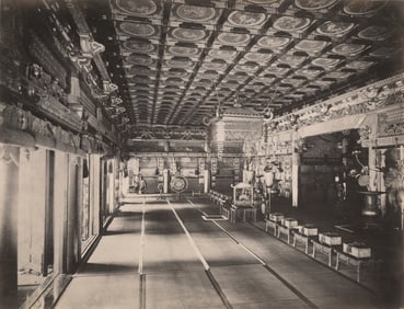 Beautiful Floral Ceiling of the Saifukuji Temple, Gion. c1890