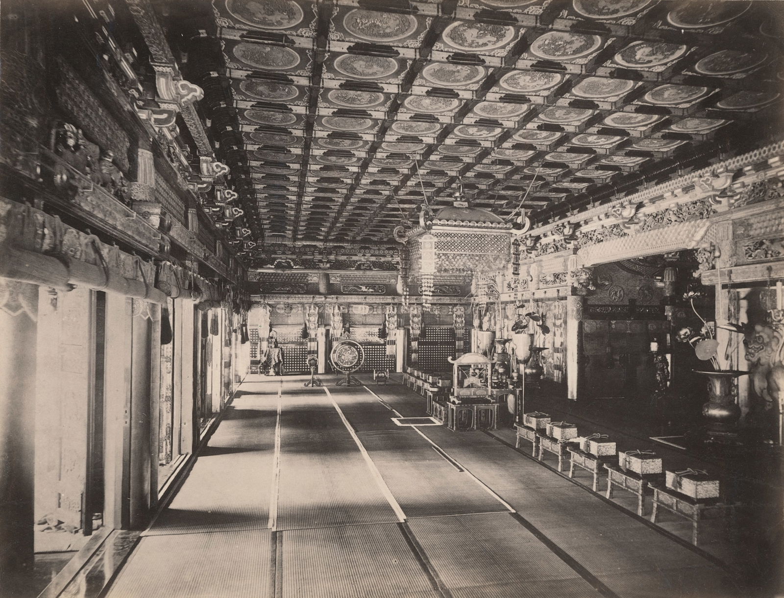 Beautiful Floral Ceiling of the Saifukuji Temple, Gion. c1890: Beautiful Floral Ceiling of the Saifukuji Temple, Gion, Japan. c1890 7.375 x 9.375 in.
