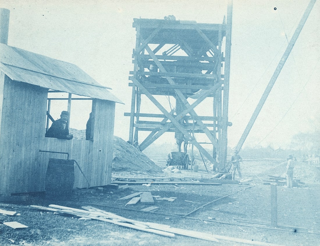 Two cyanotypes of Mining. c1900 - 2
