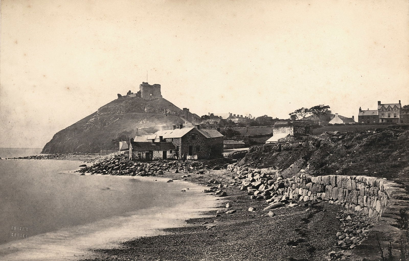 4 photographs of Criccieth, Wales. C1881.: 4 photographs of Criccieth, Wales. C1881. Known as the "Pearl of Wales," famous for its dramatic ruined castle on a headland, sandy beaches on Cardigan Bay, rich history as a Victorian resort. Very go