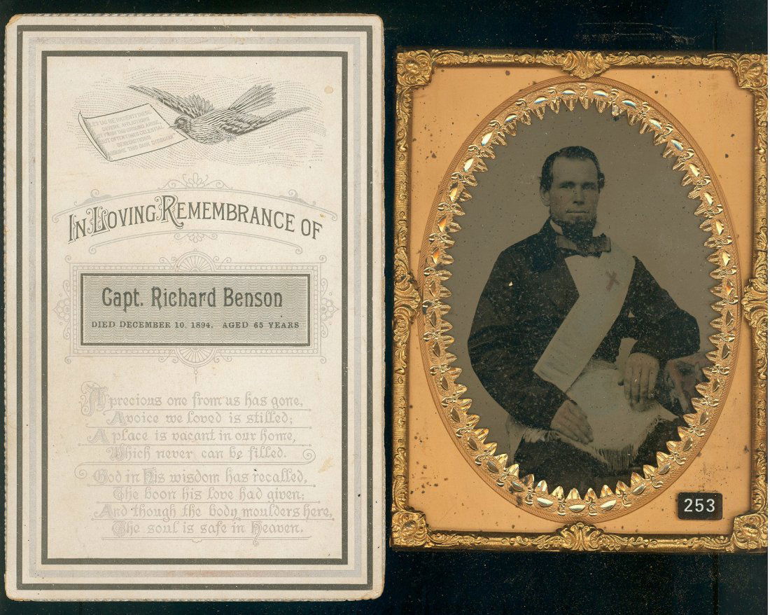 Half plate ambrotype of Captain Richard Benson: In Full case (repaired) Captain Benson was a ferry boat captain in San Francisco.
