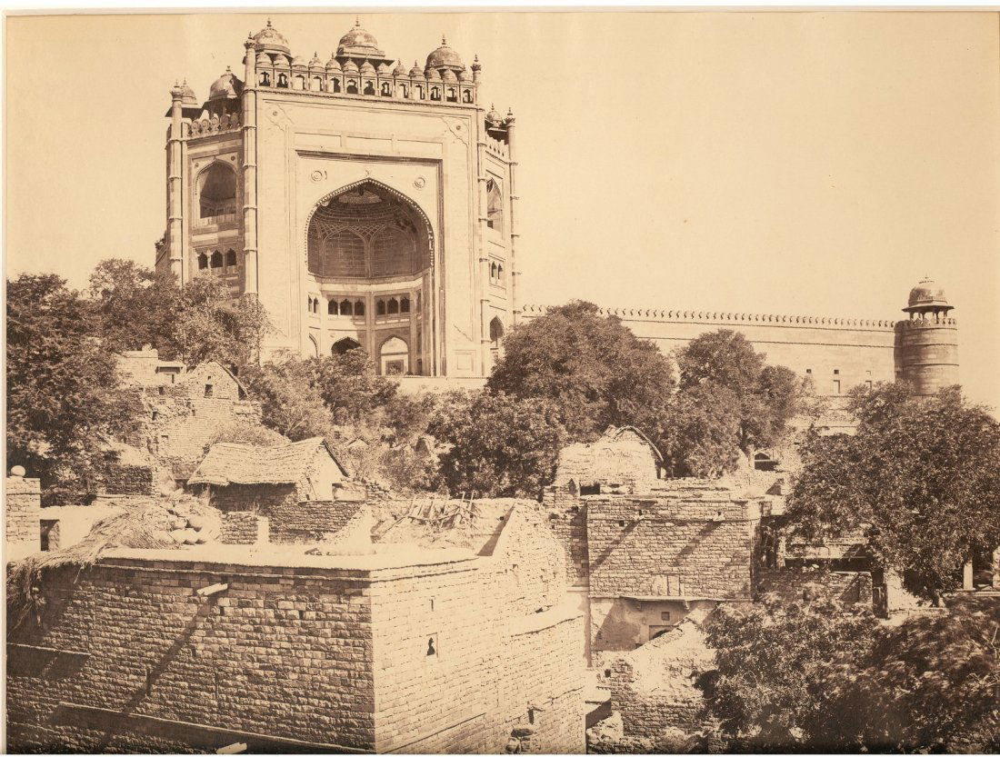 Futtypore Sikri; The Great Gate from the Village. C1866: Futtypore Sikri; The Great Gate from the Village. C1865. Condition: Excellent contrast and tonality. Photographer: Samuel Bourne #1263. Size: 9.375 x 11.25 inches