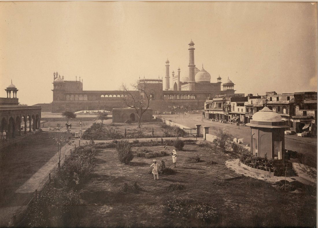 Delhi; The Jumma Musjid from the North. C1865: Delhi; The Jumma Musjid from the North. C1865. Condition: Excellent contrast and tonality. Photographer: Samuel Bourne #1354. Size: 8.875 x 11.5 inches