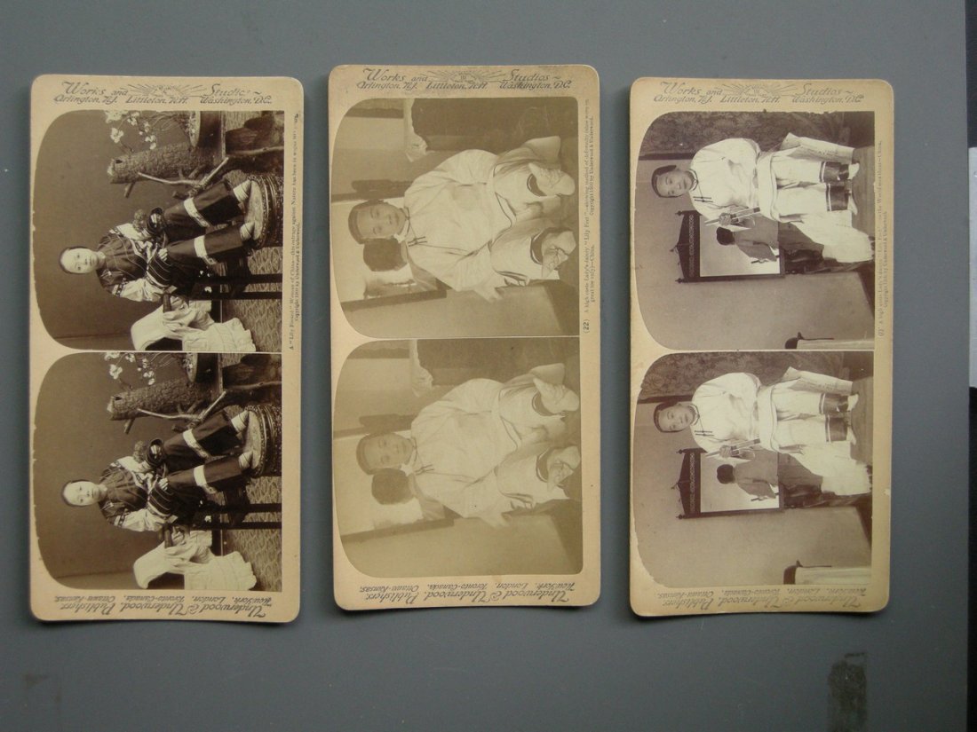 3 Stereo Views of Chinese Ladies with bound feet. Circa: 3 Stereo Views of Chinese Ladies with bound feet. Circa 1900 by Underwood & Underwood.