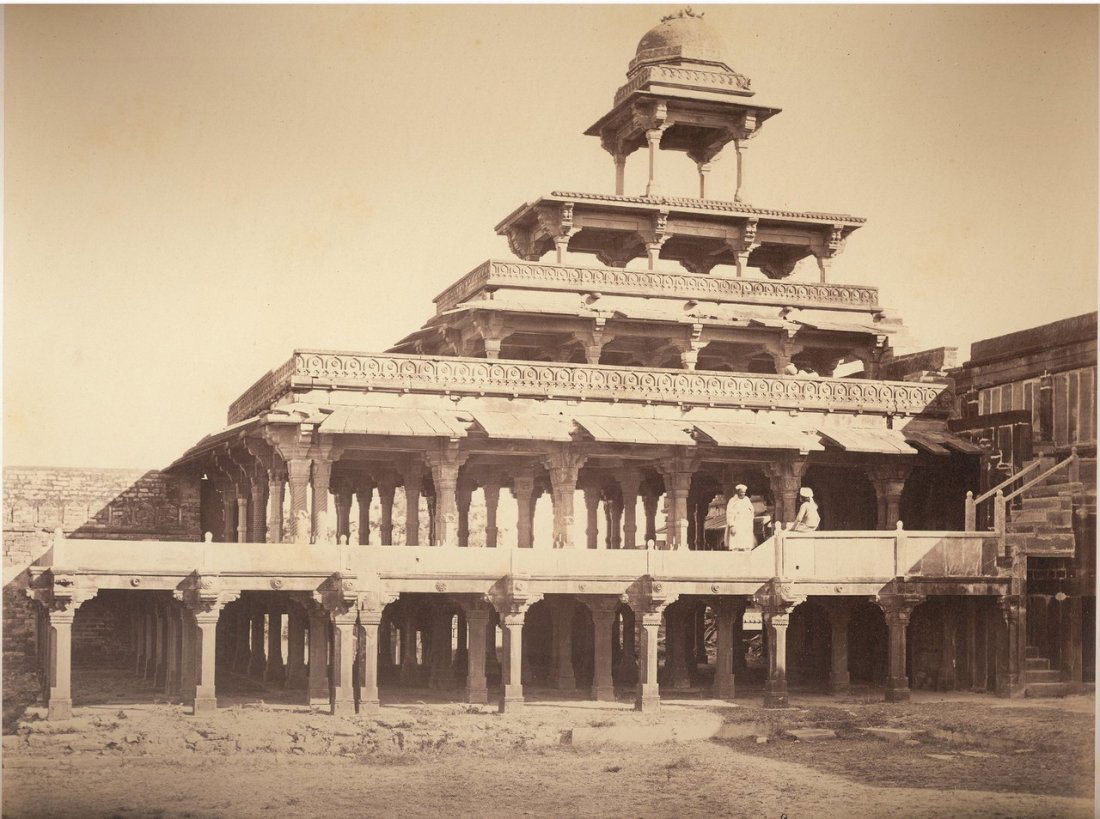 Futtypore Sikri; The Panch Mehal, (Five Palaces).: Futtypore Sikri; The Panch Mehal, (Five Palaces). c1865. Condition: Good contrast & tonality. Photographer: Samuel Bourne #1274. Size: 9.25 x 11.125 inches