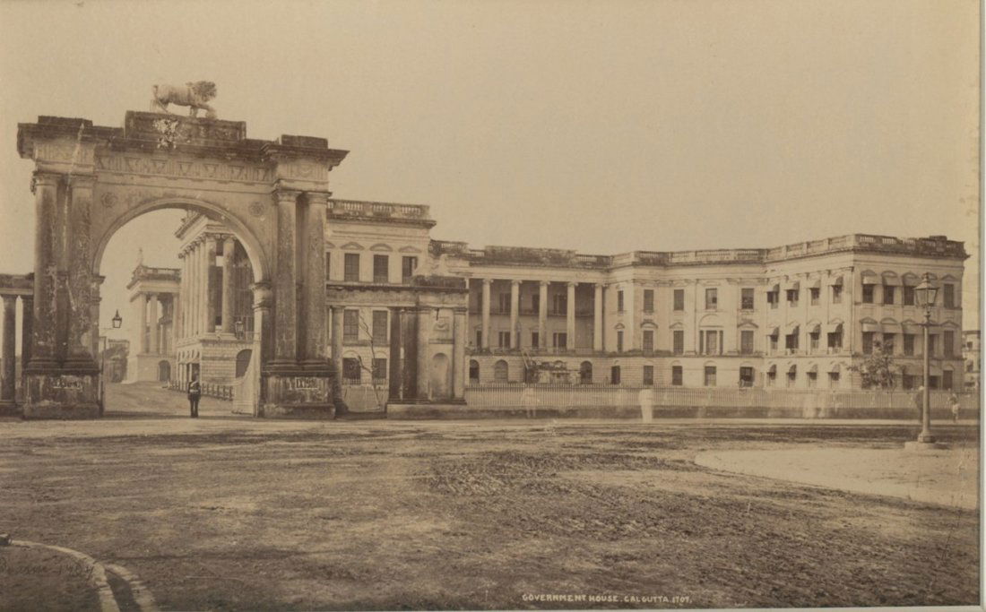 Calcutta; Government House showing the South-eastern: Calcutta; Government House showing the South-eastern Arch. C1865. Condition: Good contrast & tonality. Photographer: Samuel Bourne #1707. Size: 7.5 x 12 inches