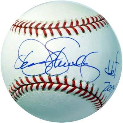 Dennis Eckersley Signed Baseball HOF 2004 GAI: Official Major League (Selig) baseball signed across the sweetspot in blue ballpoint pen, "Dennis Eckersley, HOF 2004." In excellent condition. COA from Global Authentication.
