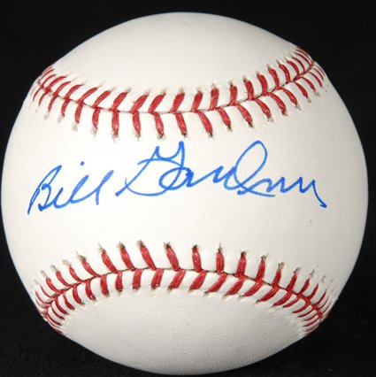 Billy Gardner 61 Yankees Signed OML Baseball GAI: Official Major League (Selig) baseball signed across the sweet spot in blue ink. In fine condition. COA from Global Authentication.