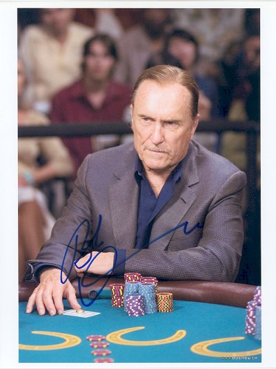 Robert Duvall Signed 8 x 10 Photo: 8" x 10" color photograph signed in blue felt tip marker. Obtained in-person and in excellent condition. COA from Global Authentication.
