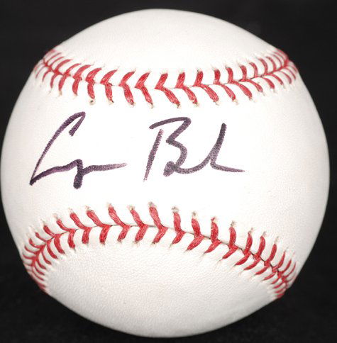 George Bush (Sr.) Signed OML Baseball GAI COA: Rawlings official Major League (Selig) baseball beautifully signed by the former U.S. President across the sweet spot in black felt tip marker. In fine condition. COA from Global Authentication. ***IM