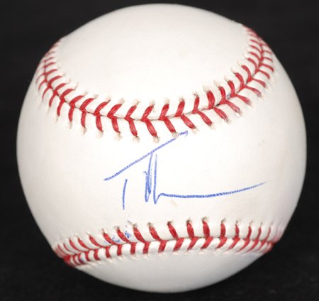 Tim McGraw Signed OML Baseball GAI COA: Rawlings official Major League baseball (Selig) beautifully signed across the sweet spot by the country music superstar in blue ballpoint pen. In excellent condition. COA from Global Authentication. *