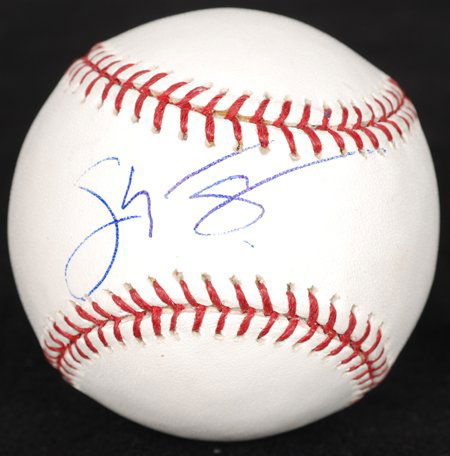 Suzanne Somers Signed OML Baseball: Rawlings official Major League baseball (Selig) signed across the sweet spot in blue ballpoint pen. In excellent condition. COA from Global Authentication. ***IMPORTANT REMINDERS: 1.) To ensure authen