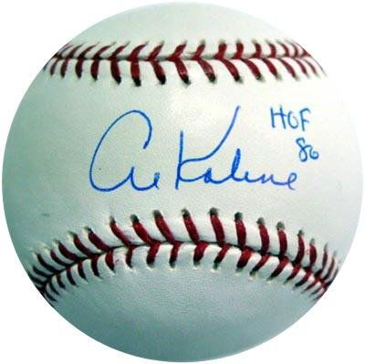 Al Kaline Signed MLB Baseball HOF 86 Inscription: Official Major League (Selig) baseball signed across the sweetspot in blue ballpoint pen, "Al Kaline, HOF 86." In excellent condition. COA from Global Authentication and Tri-Star. ***IMPORTANT REMINDE