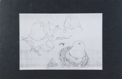 Deep Space 9 Production Drawing Lot: Lot of three (3) matted conceptual drawings used in the creation and design of prop weapons for the "Deep Space 9" television series. In fine condition. COA from Starworld of Hollywood.
