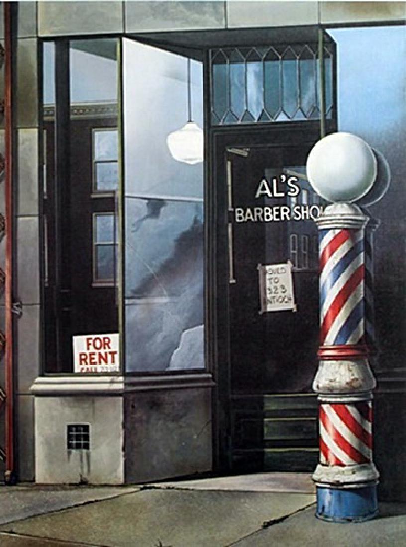 Lithograph "For Rent" David Mann (193A): Authentic Lithograph , Bearing an Interpretive Signature of the Artist, Size Approx. 29" x 22 1/2" In. David "Dave" Mann (September 10, 1940 – September 11, 2004) was a California graphic artist w