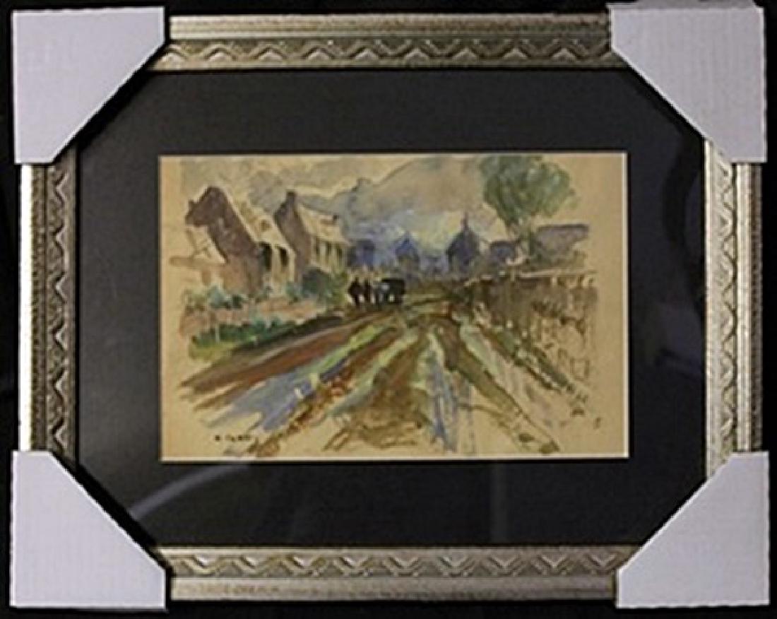 Watercolor Painting by Edouard Cortes: Watercolor Painting by Edouard Cortes, Signed by the Artist, Size Approx. 15 x 18 In.