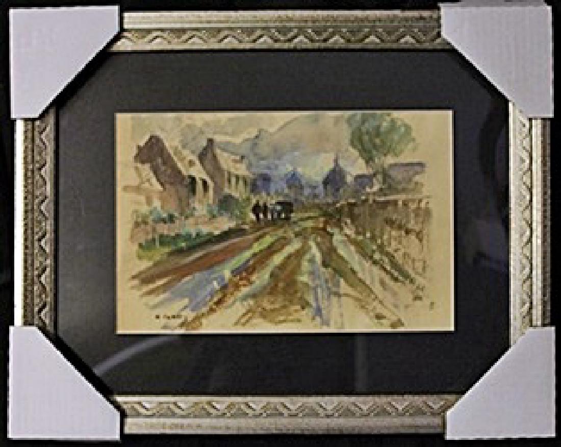 Watercolor Painting by Edouard Cortes: Watercolor Painting by Edouard Cortes, Signed by the Artist, Size Approx. 15 x 18 In.