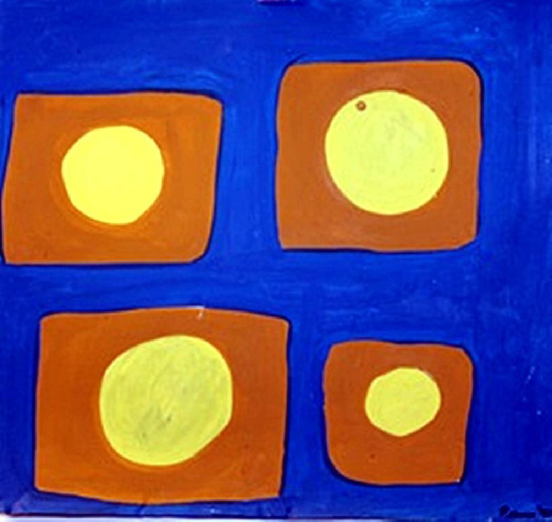 The Town - Patrick Heron - Oil On Paper: Oil on paper by Patrick Heron, approx. 15x14 in. Patrick Heron was a British abstract and figurative artist, who lived in Zennor, Cornwall.