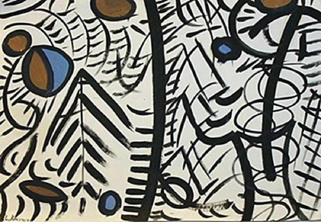 Improvisation - Lee Krasner - Oil On Paper: Oil on paper by Lee Krasner, approx. 20x14 in. Lenore "Lee" Krassner was an American abstract expressionist painter in the second half of the 20th century. She is one of the few female artists to have