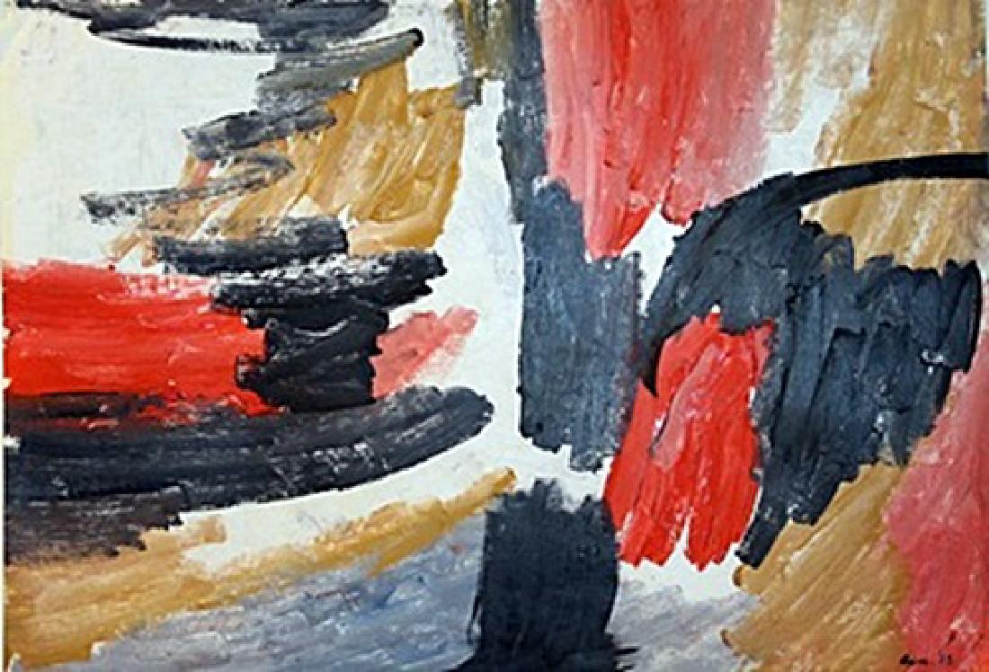 Afro - Oil On Paper: Oil on paper by Afro, approx. 20x14 in. Afro Libio Basaldella was an Italian painters in the post-war period, working together with Alberto Burri and Lucio Fontana, and beginning as a member of the Sc