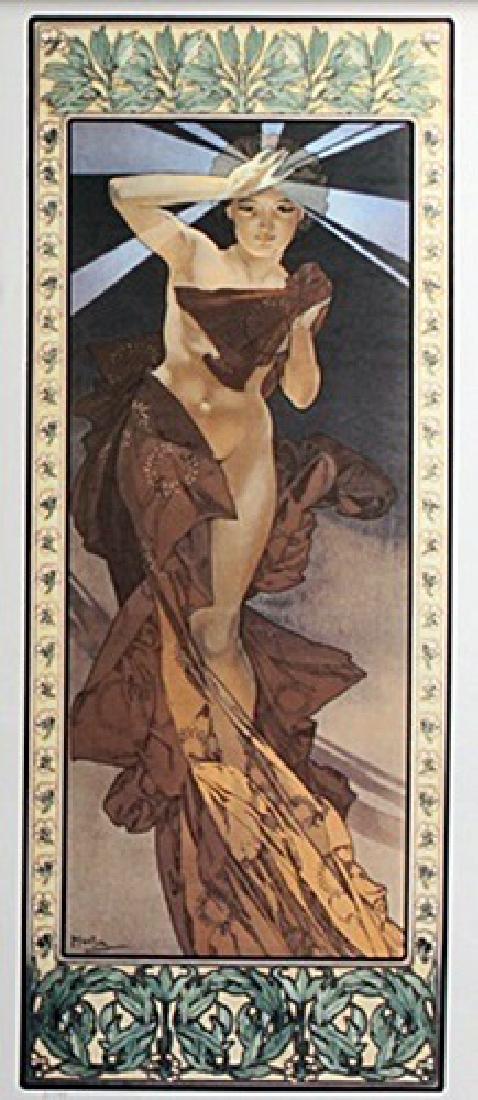 Lithograph Morning Star - Alphonse Mucha: Lithograph Morning Star After Alphonse Mucha; plate bears the signature, size approx. 33 x 14 in. Alfons Maria Mucha (24 July 1860 – 14 July 1939), often known in English and French as Alphonse Muc