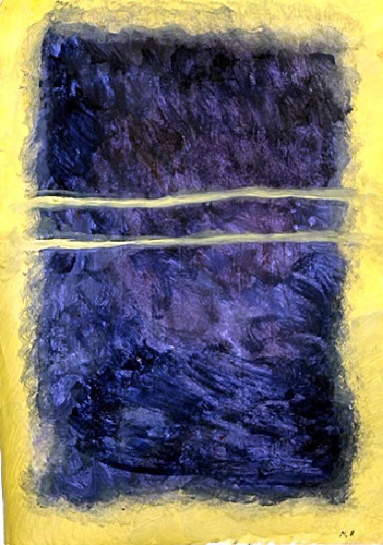 Yellow and Blue - Mark Rothko - Oil On Paper: Oil on paper in the manner of Mark Rothko, approx. 19x13 in. Mark Rothko, born Markus Yakovlevich Rothkowitz, was an American painter of Russian Jewish descent. Although Rothko himself refused to adhe
