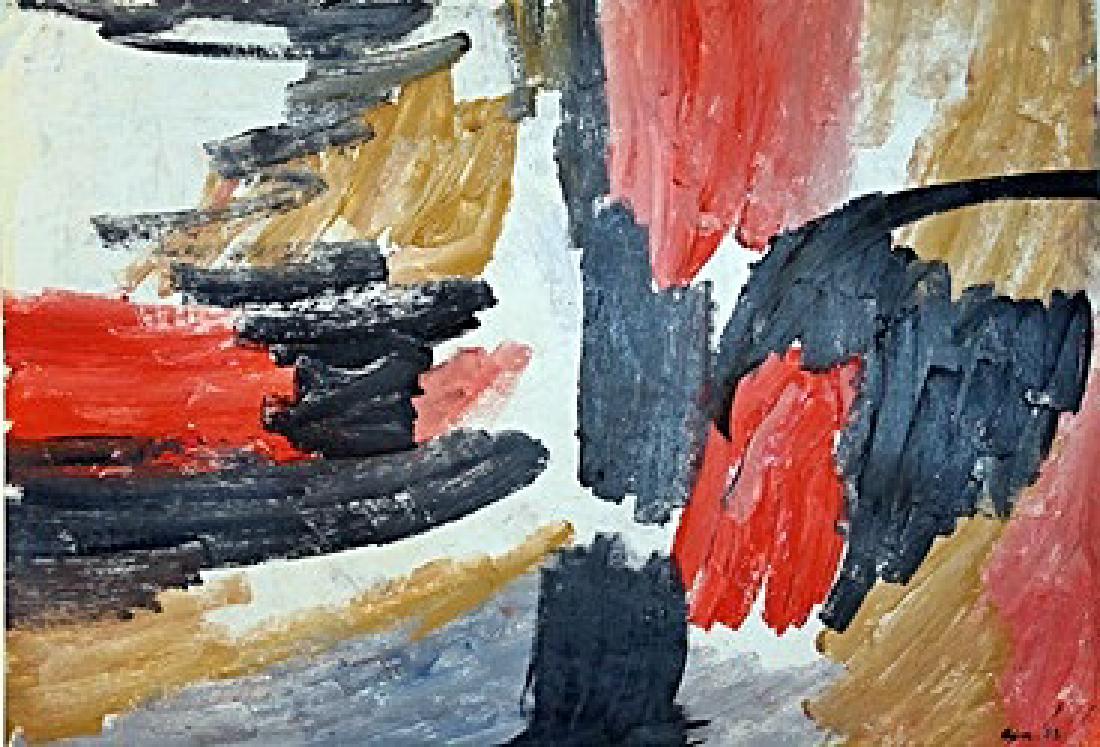 Afro - Oil On Paper: Oil on paper by Afro, approx. 20x14 in. Afro Libio Basaldella was an Italian painters in the post-war period, working together with Alberto Burri and Lucio Fontana, and beginning as a member of the Sc