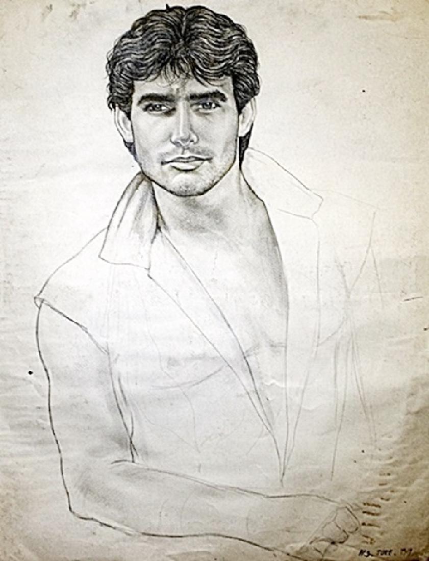 Portrait Of Jousue - Henry Scott Tuke - Drawing On: Drawing on paper in the manner of Henry Scott Tuke, approx. 25x20 in. Henry Scott Tuke RA RWS, was an English visual artist; primarily a painter, but also a photographer. His most notable work was in